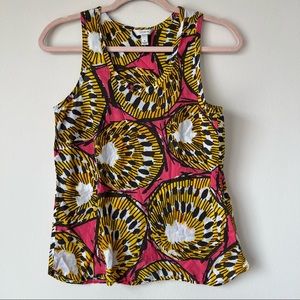 J.Crew Tank Top Blouse Funky Print Geometric Colorful Scoop Neck Size 4